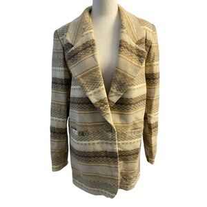 Braetan Vintage Wool Blend Neutral
Tone Single Button Blazer Size Small Pit 21